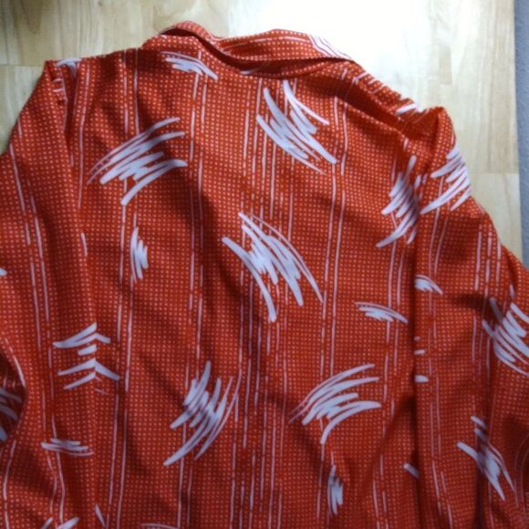 Vintage 70s Brush Stroke Dots Polyester Disco Shirt - Picture 5 of 6